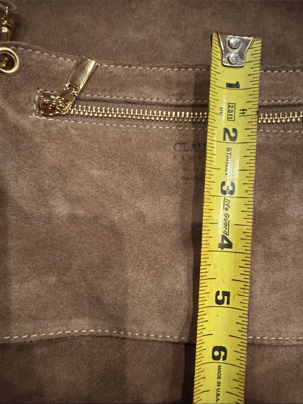 Italia Claudia Firenze Genuine Leather Suede Hobo Tote - Brown / Taupe - New